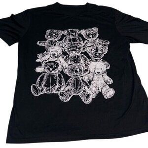 Black Shein Graphic T-Shirt With White Teddy Bear Design
